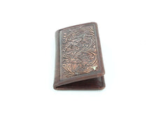 Load image into Gallery viewer, Tooled leather floral filigree Western rodeo wallet #AB W 10