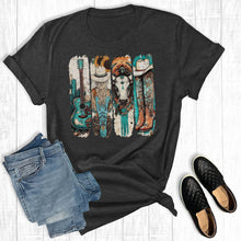 Load image into Gallery viewer, Western Turquoise Cowgirl Graphic Tee
