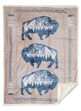 Load image into Gallery viewer, Three Buffalo Plush Throw