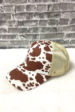Load image into Gallery viewer, COW PRINT WESTERN BASEBALL HAT MESH CAP : Brown