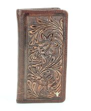 Load image into Gallery viewer, Tooled leather floral filigree Western rodeo wallet #AB W 10
