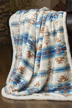 Load image into Gallery viewer, Southwestern Aztec Tan Plush Fur Sherpa Throw