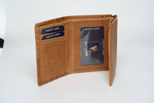 Load image into Gallery viewer, American Bison Leather Trifold Wallet | Flag Emboss AB 2011: Brown