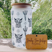 Load image into Gallery viewer, Boho Highlander Western Frosted Glass 16 oz Western Tumbler