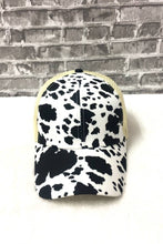 Load image into Gallery viewer, COW PRINT WESTERN BASEBALL HAT MESH CAP : Black