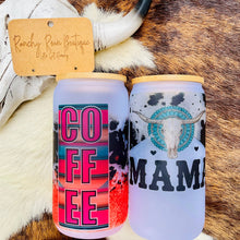 Load image into Gallery viewer, Mama Cowhide Western Skull Frosted Glass Tumbler