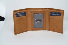 Load image into Gallery viewer, American Bison Leather Trifold Wallet | Flag Emboss AB 2011: Black