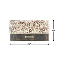 Load image into Gallery viewer, Women’s Brown Leather Leaf Clutch Wallet ABLW 18-2515
