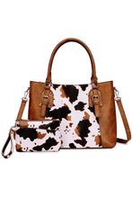 Load image into Gallery viewer, COW PU HANDBAG WIHT CLUTH
