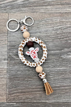 Load image into Gallery viewer, WESTERN COW LEOPARED SILICONE BEADED KEYCHAIN
