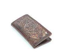 Load image into Gallery viewer, Tooled leather floral filigree Western rodeo wallet #AB W 10

