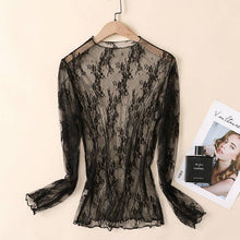 Load image into Gallery viewer, Lace Mesh Top: Coffee / Missy / M
