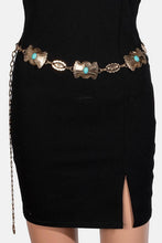 Load image into Gallery viewer, Turquoise Stud Bow Tie Western Concho Chain Belt
