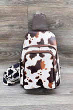 Load image into Gallery viewer, COW PRINT CROSSBODY SLING BAG PURSE: Black
