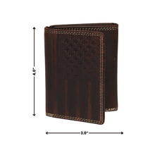 Load image into Gallery viewer, American Bison Leather Trifold Wallet | Flag Emboss AB 2011: Black
