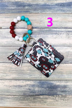 Load image into Gallery viewer, WESTERN PRINT SILICONE BEADED BRACELET CARD HOLDER KEYCHAIN
