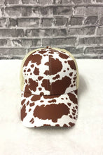 Load image into Gallery viewer, COW PRINT WESTERN  BASEBALL HAT MESH CAP : Black
