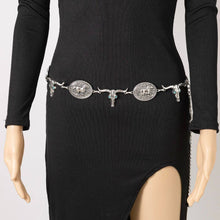 Load image into Gallery viewer, Western Horse Disc And Long Horn Chain Belt
