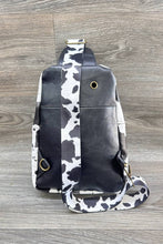 Load image into Gallery viewer, COW PRINT CROSSBODY SLING BAG PURSE: Black
