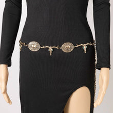 Load image into Gallery viewer, Western Horse Disc And Long Horn Chain Belt
