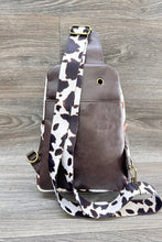 Load image into Gallery viewer, COW PRINT CROSSBODY SLING BAG PURSE: Black
