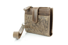 Load image into Gallery viewer, Small Foldover Floral Filigree Wristlet ABSLG 41-26103: Green
