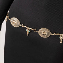 Load image into Gallery viewer, Western Horse Disc And Long Horn Chain Belt

