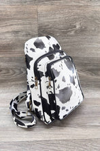 Load image into Gallery viewer, COW PRINT CROSSBODY SLING BAG PURSE: Black
