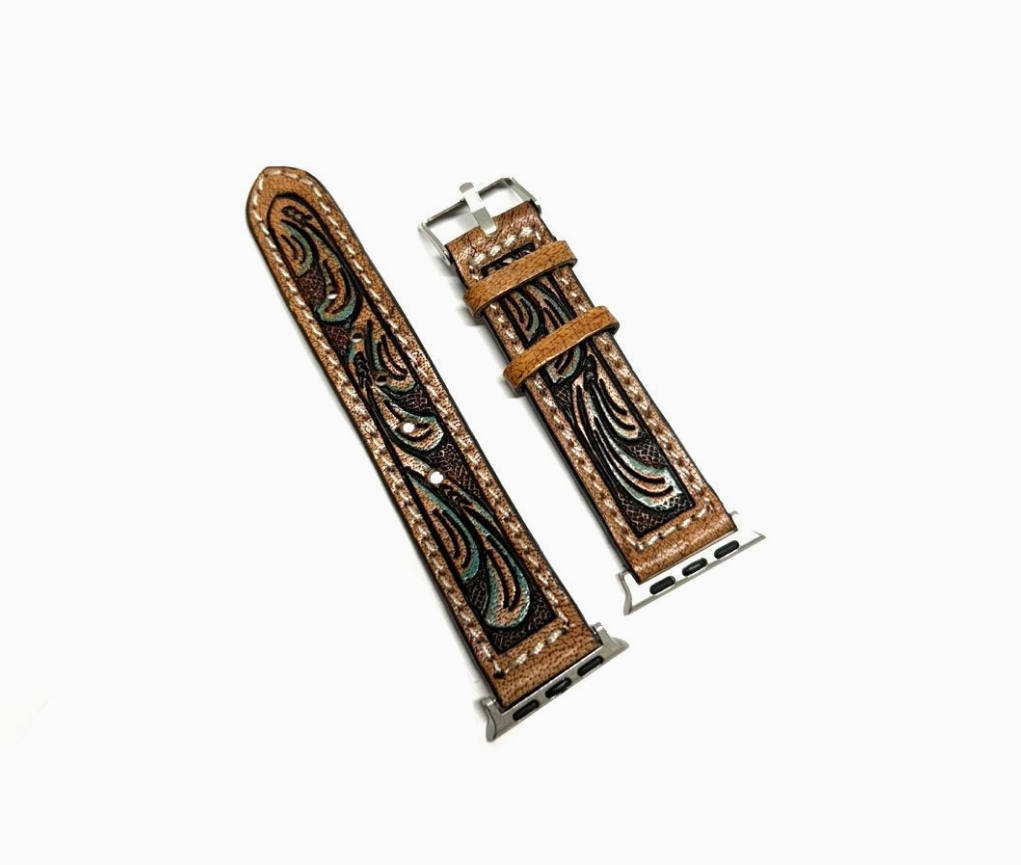 Western Tooled Apple Watch Band