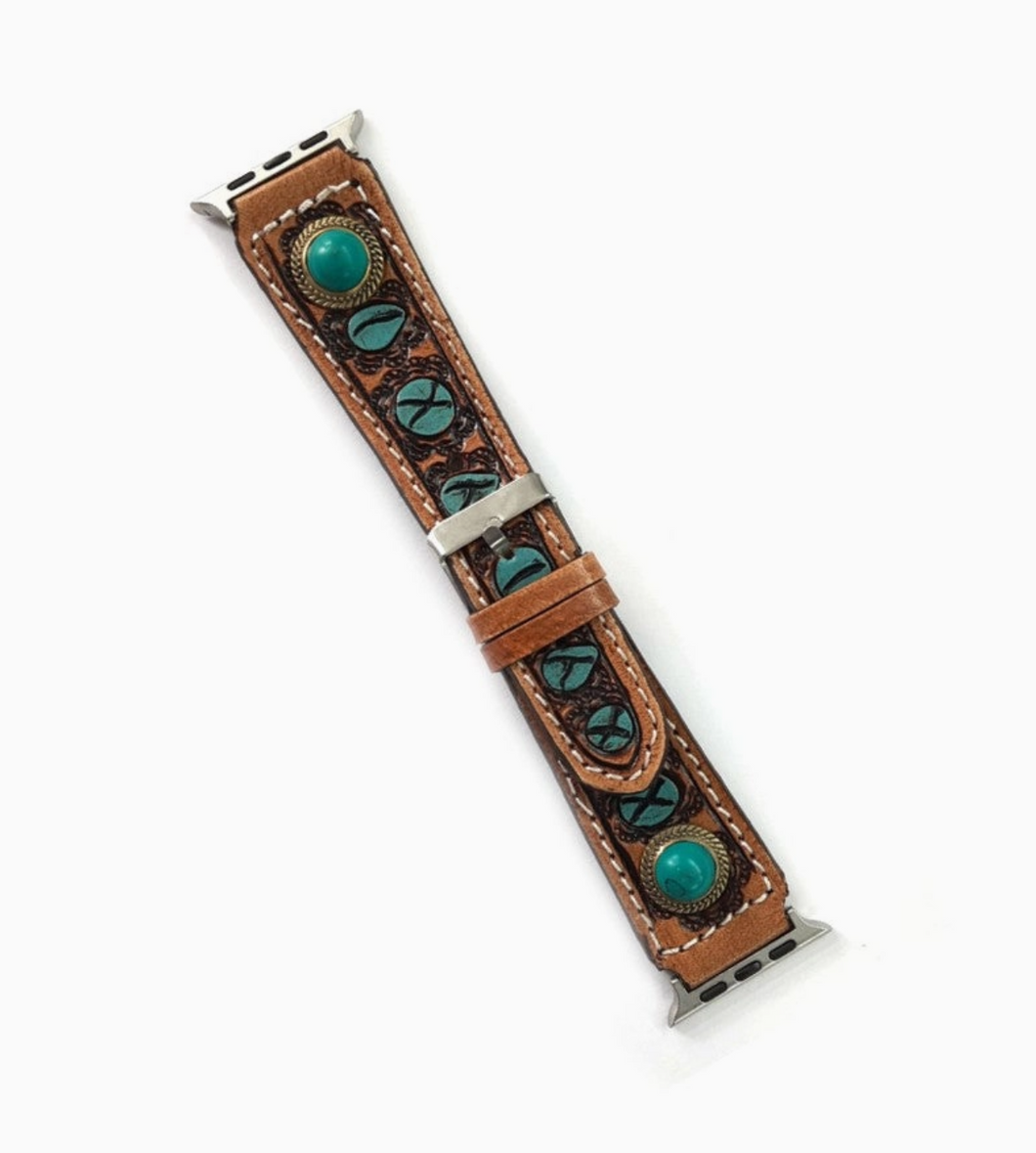 Turquoise Tooled Apple Watch Band