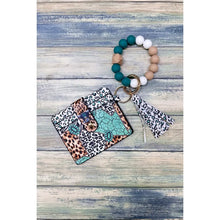 Load image into Gallery viewer, WESTERN PRINT SILICONE BEADED BRACELET CARD HOLDER KEYCHAIN
