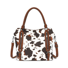 Load image into Gallery viewer, COW HANDBAG TOTE BAG CROSS BAG CLUTCH PURSE SET : Brown
