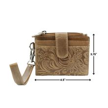 Load image into Gallery viewer, Small Foldover Floral Filigree Wristlet ABSLG 41-26103: Green
