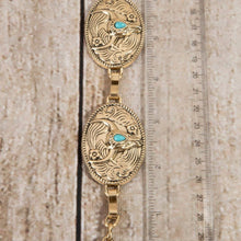 Load image into Gallery viewer, Turquoise Stud Bull Head Concho Chain Belt
