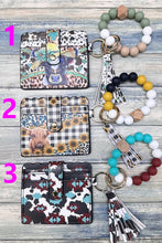 Load image into Gallery viewer, WESTERN PRINT SILICONE BEADED BRACELET CARD HOLDER KEYCHAIN
