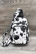Load image into Gallery viewer, COW PRINT CROSSBODY SLING BAG PURSE: Black
