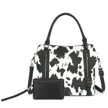 Load image into Gallery viewer, COW HANDBAG TOTE BAG CROSS BAG CLUTCH PURSE SET : Brown
