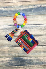Load image into Gallery viewer, PRINTED SILICONE BEADED BRACELET CARD HOLDER KEYCHAIN
