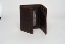 Load image into Gallery viewer, American Bison Leather Trifold Wallet | Flag Emboss AB 2011: Brown
