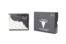 Load image into Gallery viewer, Western Bifold Wallet with Filigree Tooling &amp; Concho: Long Horn
