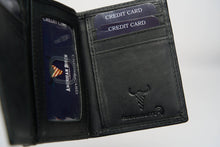 Load image into Gallery viewer, American Bison Leather Trifold Wallet | Flag Emboss AB 2011: Black
