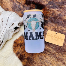 Load image into Gallery viewer, Mama Cowhide Western Skull Frosted Glass Tumbler
