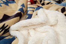 Load image into Gallery viewer, Southwest Aztec Blue River Plush Fur Sherpa Borrego Fleece T
