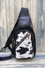 Load image into Gallery viewer, COW PRINT CROSSBODY SLING BAG PURSE : Black
