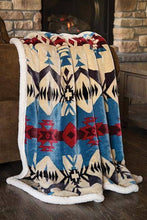 Load image into Gallery viewer, Southwest Aztec Blue River Plush Fur Sherpa Borrego Fleece T
