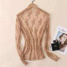 Load image into Gallery viewer, Lace Mesh Top: Coffee / Missy / M
