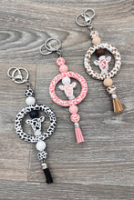 Load image into Gallery viewer, WESTERN COW LEOPARED SILICONE BEADED KEYCHAIN

