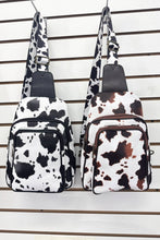 Load image into Gallery viewer, COW PRINT CROSSBODY SLING BAG PURSE: Black
