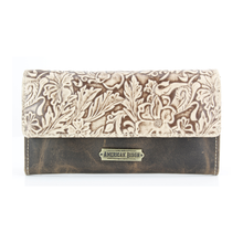 Load image into Gallery viewer, Women’s Brown Leather Leaf Clutch Wallet ABLW 18-2515
