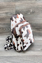 Load image into Gallery viewer, COW PRINT CROSSBODY SLING BAG PURSE: Black
